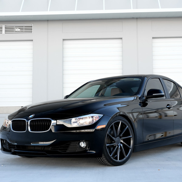 Black BMW 3-Series with Custom LED Headlights - Photo by Vossen