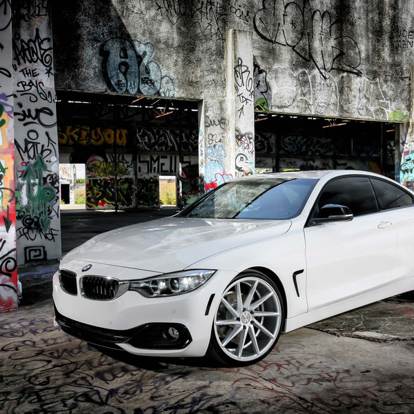 White BMW 3-Series with Aftermarket Front Bumper - Photo by Vossen