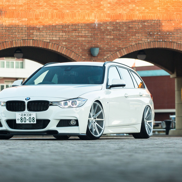 White BMW 3-Series with Custom Front Lip - Photo by Vossen