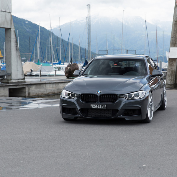 BMW 3-Series with Custom Black Front Bumper - Photo by Vossen