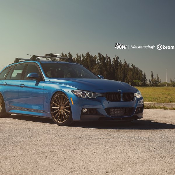 Lowered Blue BMW 3-Series with Roof Rack System - Photo by Vossen