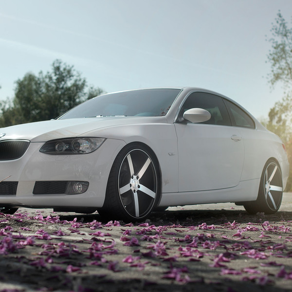 White BMW 3-Series with Crystal Clear Headlights - Photo by Vossen