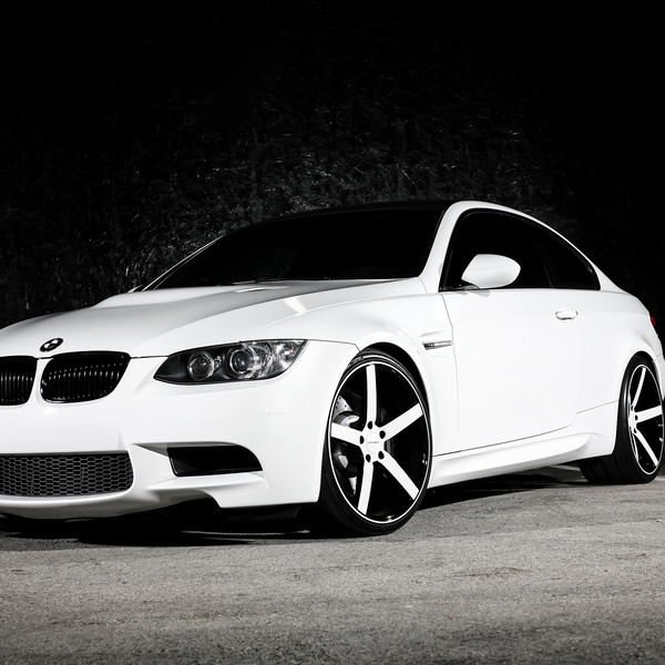 White BMW 3-Series with Custom Front Lip - Photo by Vossen