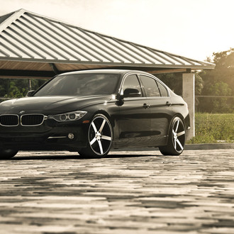 Black BMW 3-Series with Custom Hood - Photo by Vossen