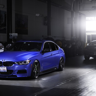 Custom Front Bumper on Blue BMW 3-Series - Photo by Vossen