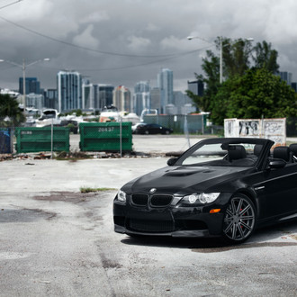 Black Convertible BMW 3-Series Custom Front Bumper - Photo by Vossen