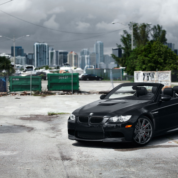 Black Convertible BMW 3-Series Custom Front Bumper - Photo by Vossen