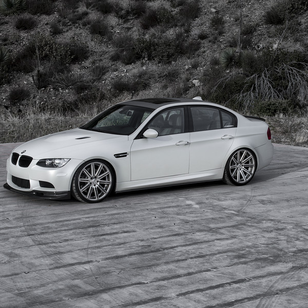 White BMW 3-Series with Carbon Fiber Front Lip - Photo by Vossen