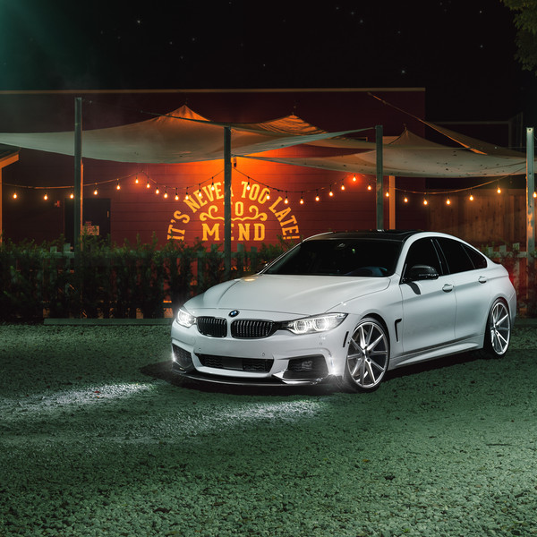 White BMW 4-Series with Carbon Fiber Front Lip - Photo by Vossen
