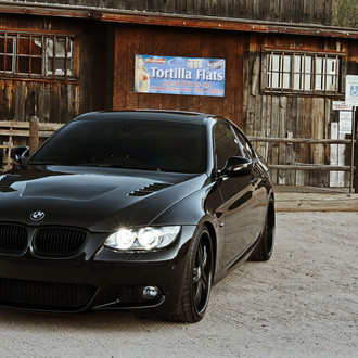 Custom Hood with Air Vents on Black BMW 3-Series - Photo by Vossen