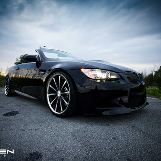 Custom Front Lip on Black Convertible BMW 3-Series - Photo by Vossen