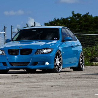 Blue BMW 3-Series Custom Hood with Air Vents - Photo by Vossen