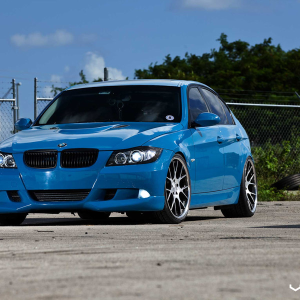 Blue BMW 3-Series Custom Hood with Air Vents - Photo by Vossen