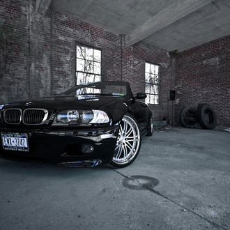Black Convertible BMW 3-Series with Custom Front Bumper - Photo by Vossen