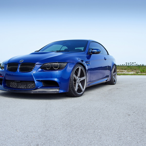 Blue BMW 3-Series with Custom Carbon Fiber Front Lip - Photo by Vossen