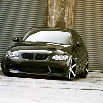 Aftermarket Halo Headlights on Black BMW 3-Series - Photo by Vossen