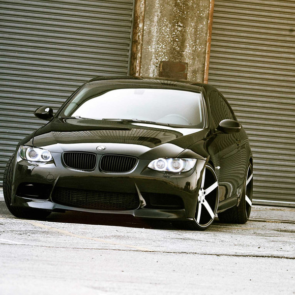 Aftermarket Halo Headlights on Black BMW 3-Series - Photo by Vossen