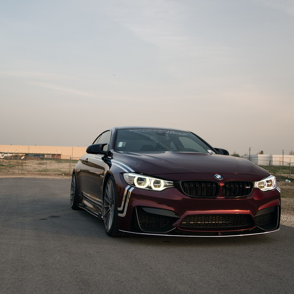Red BMW 4-Series with Crystal Clear Halo Headlights - Photo by Zito Wheels