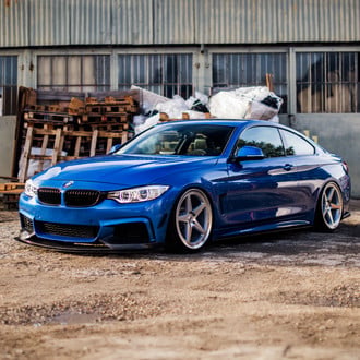 Blue BMW 4-Series with Custom Front Bumper Lip Spoiler - Photo by JR Wheels