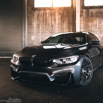 Crystal Clear Halo Headlights on Black BMW 4-Series - Photo by Brixton Forged Wheels