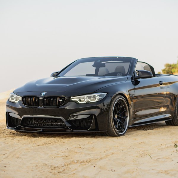 Black Convertible BMW 4-Series with Crystal Clear Headlights - Photo by HRE Wheels