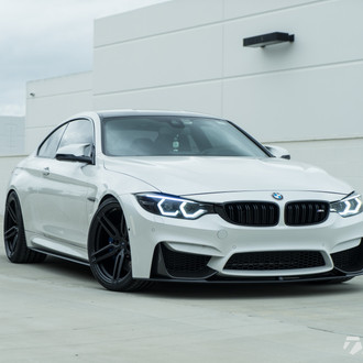 Custom White BMW 4-Series with Aftermarket Black Front Bumper - Photo by Vossen