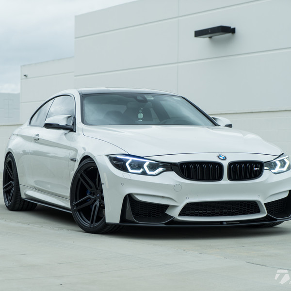 Custom White BMW 4-Series with Aftermarket Black Front Bumper - Photo by Vossen