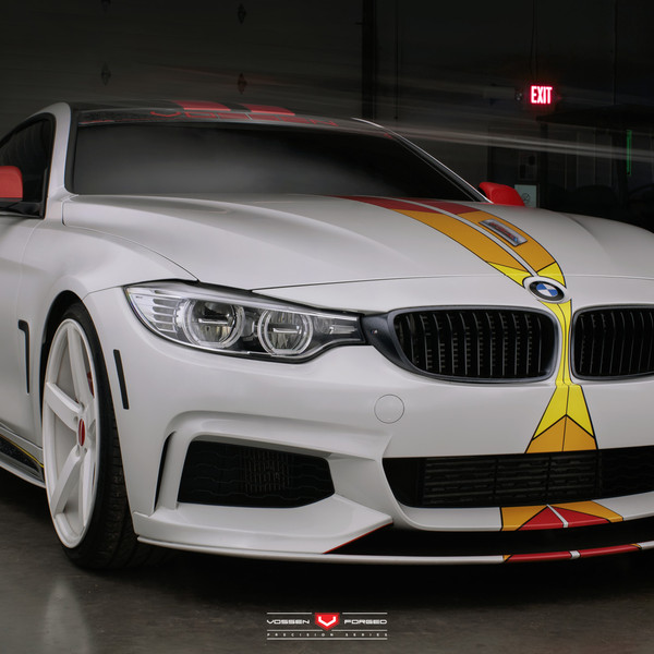 White BMW 4-Series with Custom Front Lip - Photo by Vossen