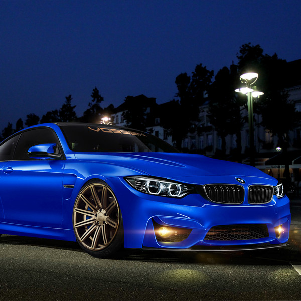 Blue BMW 4-Series with Custom Front Bumper - Photo by Vossen