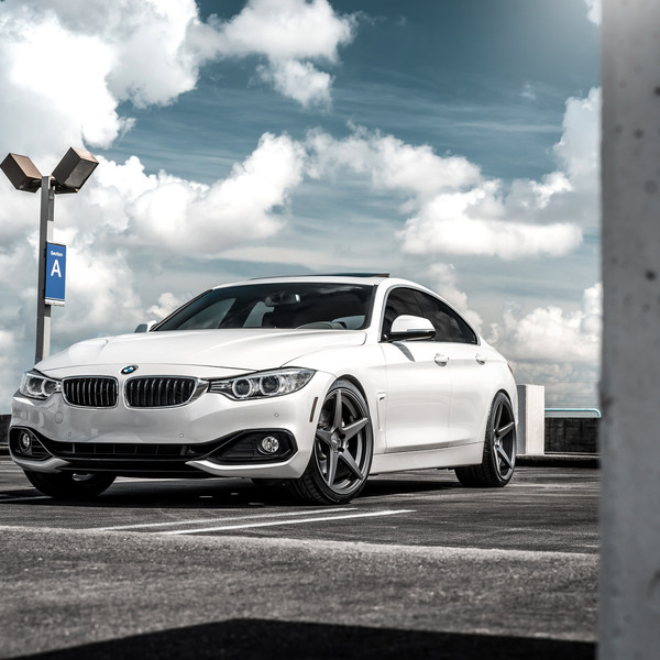 Custom Halo Headlights on White BMW 4-Series - Photo by Velgen
