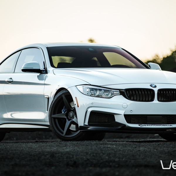 Custom Front Bumper Lips on White BMW M4 - Photo by Velgen