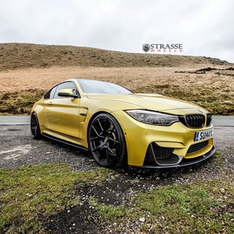 Carbon Fiber Accents on Yellow BMW 4-Series - Photo by Strasse Forged