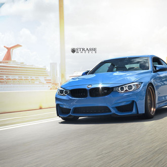 Blue BMW 4-Series with Aftermarket Front Bumper - Photo by Strasse Forged