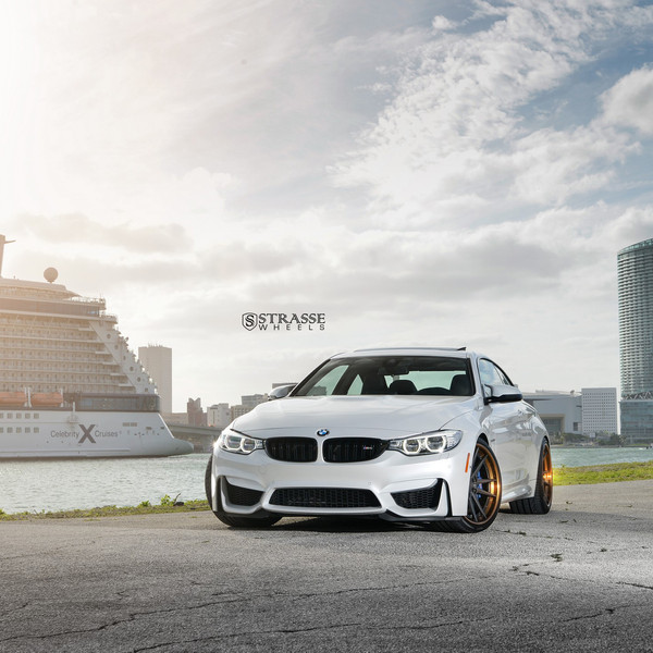 Aftermarket Front Bumper on White BMW 4-Series - Photo by Strasse Forged