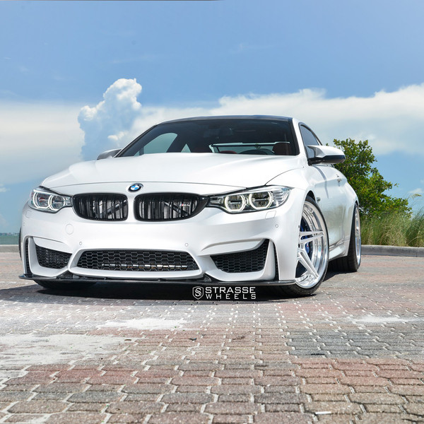 Carbon Fiber Front Lip Spoiler on White BMW 4-Series - Photo by Strasse Forged