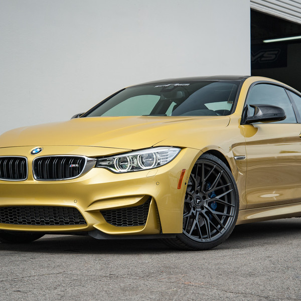 Crystal Clear Halo Headlights on Yellow BMW 4-Series - Photo by Vorstiner
