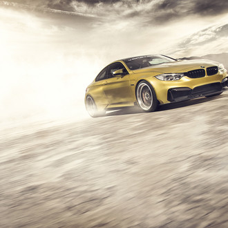 Yellow BMW 4-Series Lookin g Cool on V-FF Silver Vorsteiner Wheels