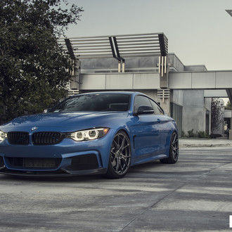 Carbon Fiber Front Lip on Blue BMW 4-Series - Photo by Vorstiner