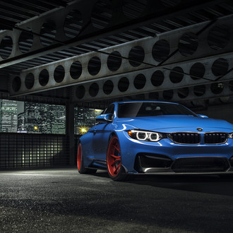 Not Your Ordinary BMW 4-Series: Blue Ride on Red Custom Wheels