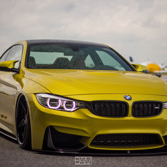 Carbon Fiber Front Lip on Yellow BMW 4-Series - Photo by Incurve Wheels