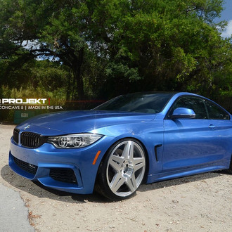 Blue BMW 4-Series with Custom Headlights - Photo by K3 Project