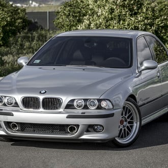 Magnetic Silver BMW 5-Series on Color Matched Custom Rims