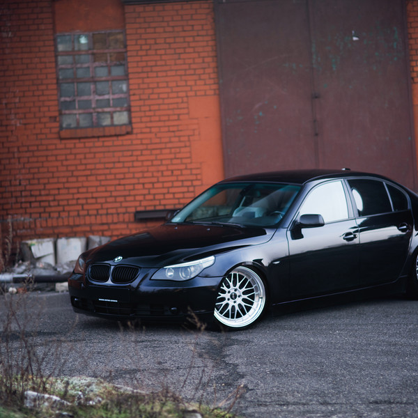 Custom Headlights on Black BMW 5-Series - Photo by JR Wheels