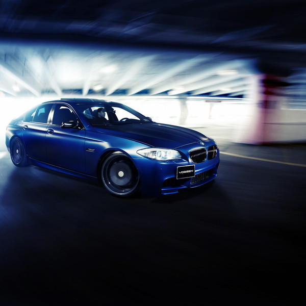 Custom Lowered Blue BMW 5-Series - Photo by Vossen