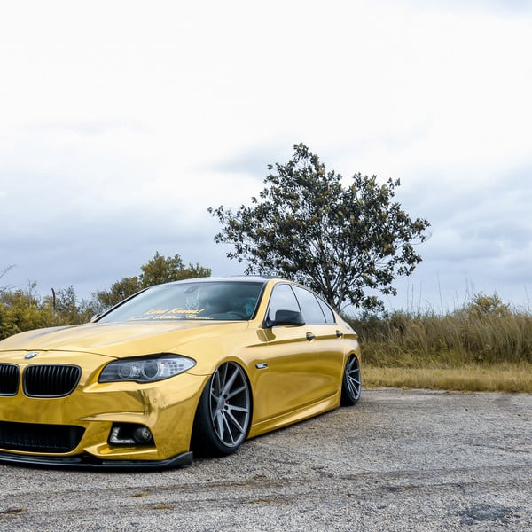 Custom Gold Wrapped Lowered BMW 5-Series - Photo by Vossen