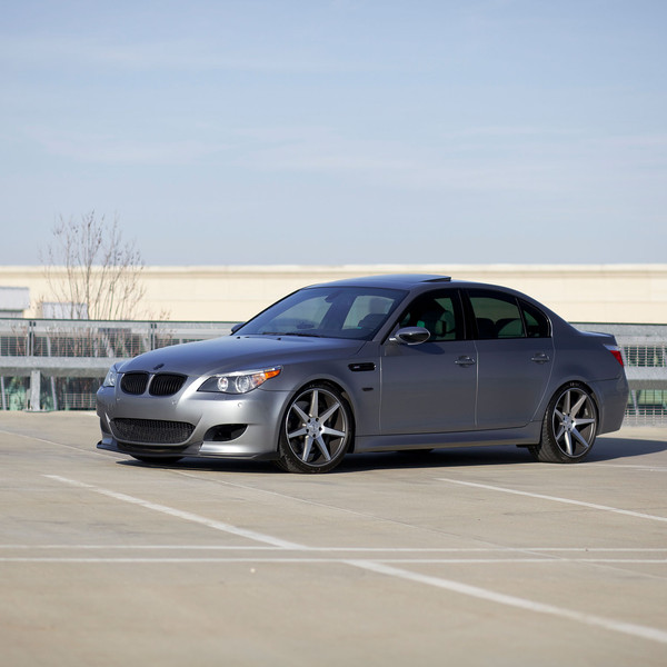 Gray BMW 5-Series with Blacked Out Grille - Photo by Vossen