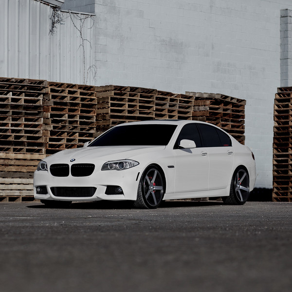 White BMW 5-Series with Crystal Clear Headlights - Photo by Vossen