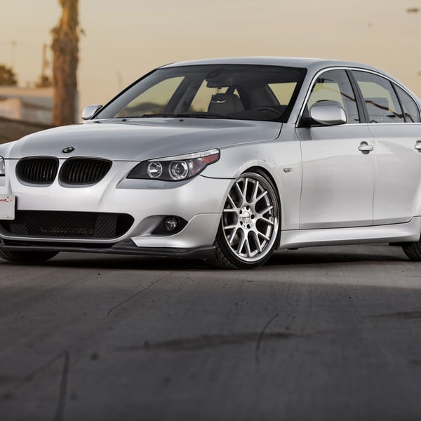 Custom Carbon Fiber Front Lip on BMW 5-Series - Photo by Vossen