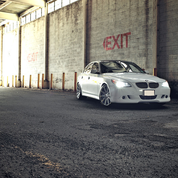 Custom Front Bumper Cover on White BMW 5-Series - Photo by Vossen