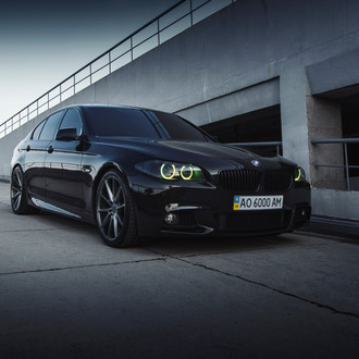 Black BMW 5 Series With Color Changing Halos by Vossen Wheels